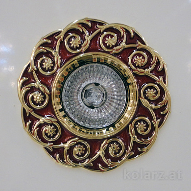 точечный светильник круглый с красным ободком