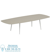 НИЗКИЙ ОБЕДЕННЫЙ СТОЛ STYLETTO 300X120CM АЛЮМИНИЕВЫЕ НОЖКИ БЕЛАЯ КЕРАМИЧЕСКАЯ СТОЛЕШНЯ ЖЕМЧУЖНО-СЕРЫЙ Royal Botania