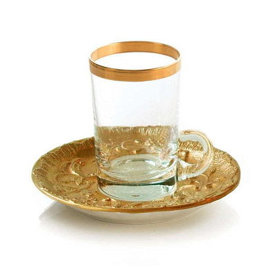 Taormina gold green tea cup & saucer чашка, Villari