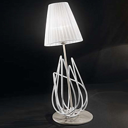 524/1L white+nickel IDL Flame настольная лампа с абажуром из белого стекла на никелевом основании