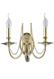 VICTORIA AP2 GOLD/AMBER Crystal Lux Victoria настенное бра с двумя рожками и декоративными элементами золотого оттенка