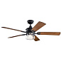 60" Lyndon Patio Fan Distressed Black люстра-вентилятор 310240DBK Kichler — фото 3