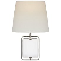 Henri Framed Jewel Sconce кристалл и полированный никель с льняным абажуром