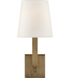SL2819HAB-L Visual Comfort Square tube настенное бра с тканевым абажуром на латунном основании с матовой отделкой