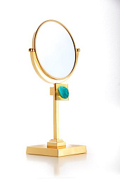 BA582/ORO24K/VE Il Paralume Marina Peafowl настольное зеркало с круглой рамой и декоративным акцентом