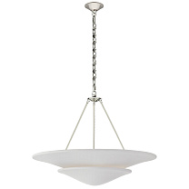 Mollino Large Tiered Chandelier полированный никель с гипсовым белым абажуром