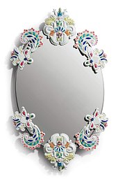 Настенное овальное зеркало в фарфоровом обрамлении Oval Lladro, без рамы, лимитированная серия 01007834