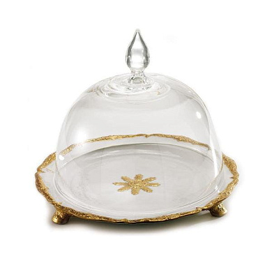 Empire white & gold round tray dome covered лоток, Villari