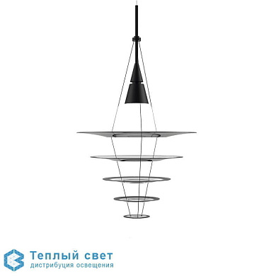 подвесная люстра с каскадным расположением прозрачных дисков