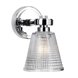 BATH-GUNNIS1-PC Elstead Gunnislake настенное бра с прозрачным рифленым стеклянным плафоном и хромированным круглым основанием