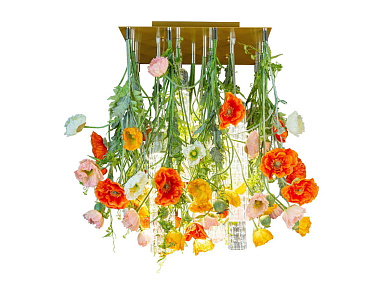FLOWER POWER NEW POPPY SQUARE Светодиодный потолочный светильник из муранского стекла VGnewtrend