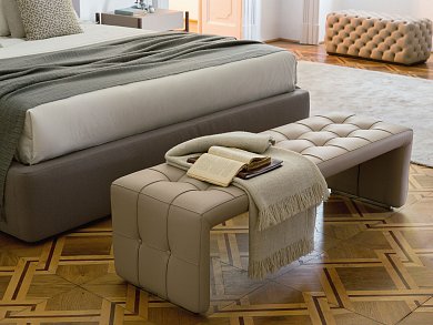 Мягкая скамейка Scarlett 45 Porada со стёжкой капитоне SCARLETT-45-CHROME-A36CW