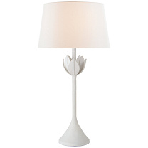 Alberto Large Table Lamp гипсовый белый с льняным абажуром