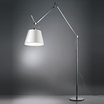 Tolomeo Mega, алюминий, выключатель, настенный кронштейн, абажур из шёлкового сатина Ø42 см
