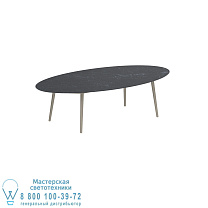 НИЗКИЙ ОБЕДЕННЫЙ СТОЛ STYLETTO 250X130CM, АЛЮМИНИЕВЫЕ НОЖКИ, ПЕСОЧНАЯ КЕРАМИКА, СТОЛЕШНИЦА NERO MARQUINA Royal Botania
