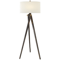 Tripod Floor Lamp коричневый Tudor с льняным абажуром