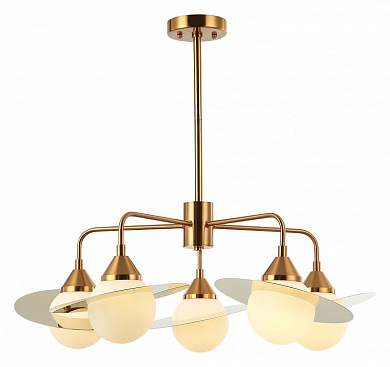 потолочный светильник с шестью шаровыми плафонами золото