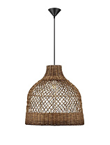 Brown Rattan Sandy Black Steel Base & Fabric Cable LED E27 1x12Watt 100-240Volt IP20 Bulb Excluded D:40.5 H:245 cm