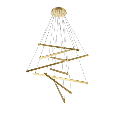 подвесной светильник золотого цвета с многоуровневыми пересекающимися планками