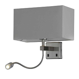 JEWEL AP2 GR Crystal Lux JEWEL настенное бра с прямоугольным текстильным абажуром и гибкой подсветкой для чтения