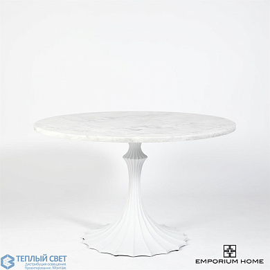 Flute Table 48 White Marble Top w/26 White Base Global Views стол