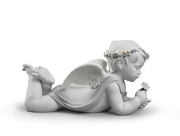Фарфоровая статуэтка лежащего ангела с цветком My Loving Angel Lladro 01009151