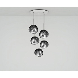 MLPS05CH-PEUM4 Tom Dixon Melt подвесной светильник с несколькими шарообразными плафонами хромированного цвета на круглом основании