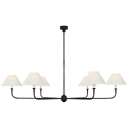 TOB5454AI/EBO-L Visual Comfort Piaf подвесная люстра с широким металлическим каркасом и текстильными абажурами