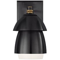 Whitman Small Sconce бронза и полированная старая латунь с абажуром из бронзового и белого стекла