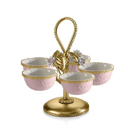 4004529-203 Villari Marie-antoinette сладкая подставка с 5 мисками в золоте и розовом