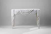 Anziano White with Romano Travertine unfilled and honed marble