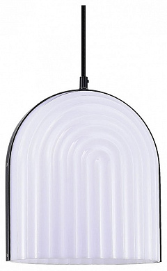 подвесной светильник с куполообразным плафоном рельефной формы в чёрном корпусе