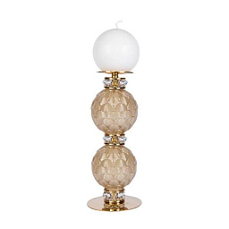 4807869-302 Villari Peacock подсвечник из каремельного фарфора с золотыми элементами