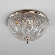 CL0100.NI.SE Gunnersbury Flush Ceiling Light, Nickel, Acanthus Glass, 6 Lights