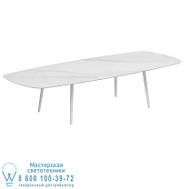 НИЗКИЙ ОБЕДЕННЫЙ СТОЛ STYLETTO 300X120CM, АЛЮМИНИЕВЫЕ НОЖКИ, БЕЛАЯ КЕРАМИЧЕСКАЯ СТОЛЕШНИЦА BIANCO STATUARIO Royal Botania