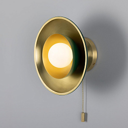 MLWL451 Mullan Lighting Marrakesh одноламповый настенный светильник с металлическим раструбным плафоном и цепочкой-выключателем