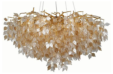 подвесной светильник с хрустальными листьями золото