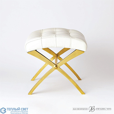 Scarlet Stool-Brass w/White Leather Global Views стул