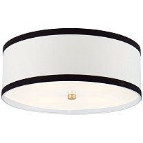 Walker Medium Flush Mount золото с кремовым льняным абажуром и черной окантовкой
