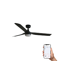 PUNT M LED Black/walnut fan TUYA