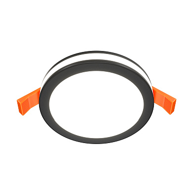 встраиваемый потолочный светильник черного цвета с круглым корпусом и контрастной окантовкой