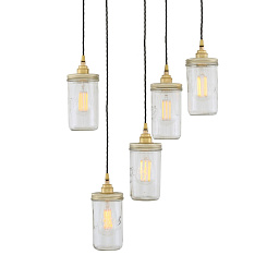 MLF182 Mullan Lighting Jam Jar подвесной кластерный светильник из пяти стеклянных цилиндров в стиле банок