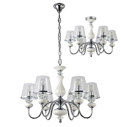 BETIS SP-PL6 Crystal Lux Betis люстра с шестью плафонами и белым фигурным корпусом