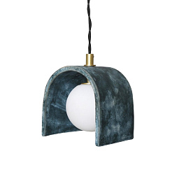 MLCMP023 Mullan Lighting Tansy одноламповый подвесной светильник с керамическим абажуром арочной формы синего оттенка