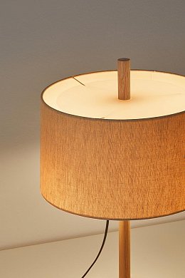Настольная лампа Milan Iluminacion Linood 56, дуб, льняной абажур