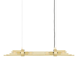 MLF293 Mullan Lighting Victoria четырёхламповая потолочная люстра с линейной компоновкой и латунной арматурой