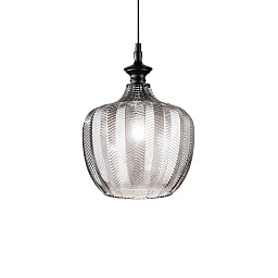 263649 Ideal lux Lord подвесной светильник с дымчатым стеклянным плафоном и черной арматурой