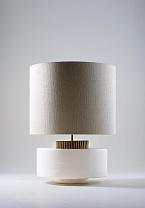 Stone with White Gold collar shown with 16 Tall Cylinder in Ghost Silk Linen and Cream Card Lining