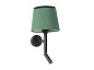 20303-94 SAVOY BLACK WALL LAMP WITH READER GREEN LAMPSHADE настенный светильник Faro barcelona