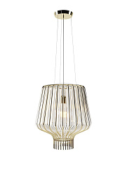 F47A21 Transparent - Golden Fabbian Saya подвесной светильник с золотыми акцентами и металлическими прутьями